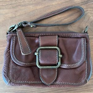 Y2K: Banana Republic Brown Leather Wristlet/Mini Purse